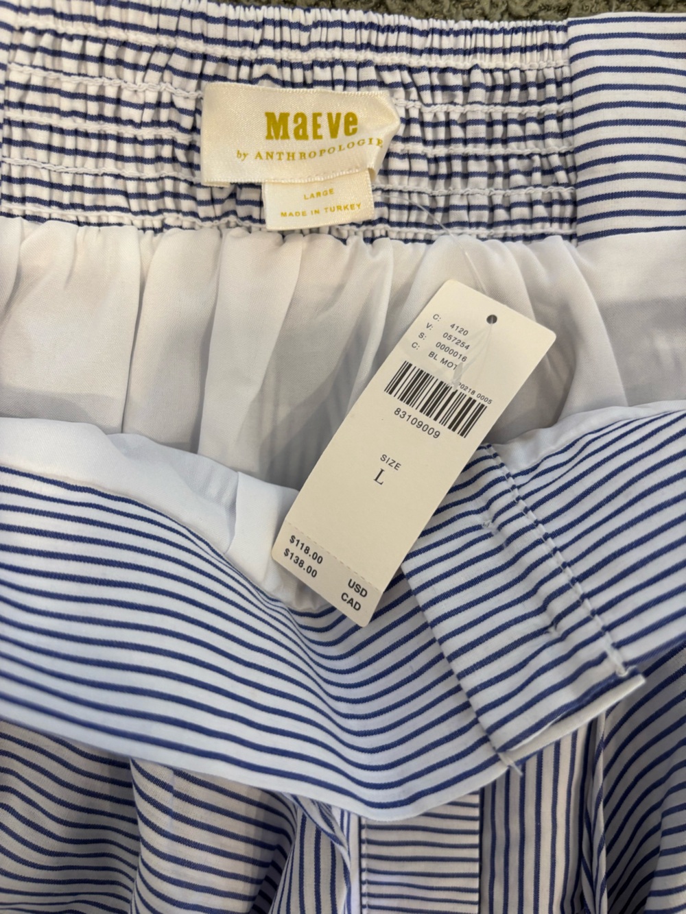 NWT Anthropologie Maeve Deconstructed Oxford Striped Tie-Front Midi Skirt - Picture 5 of 8